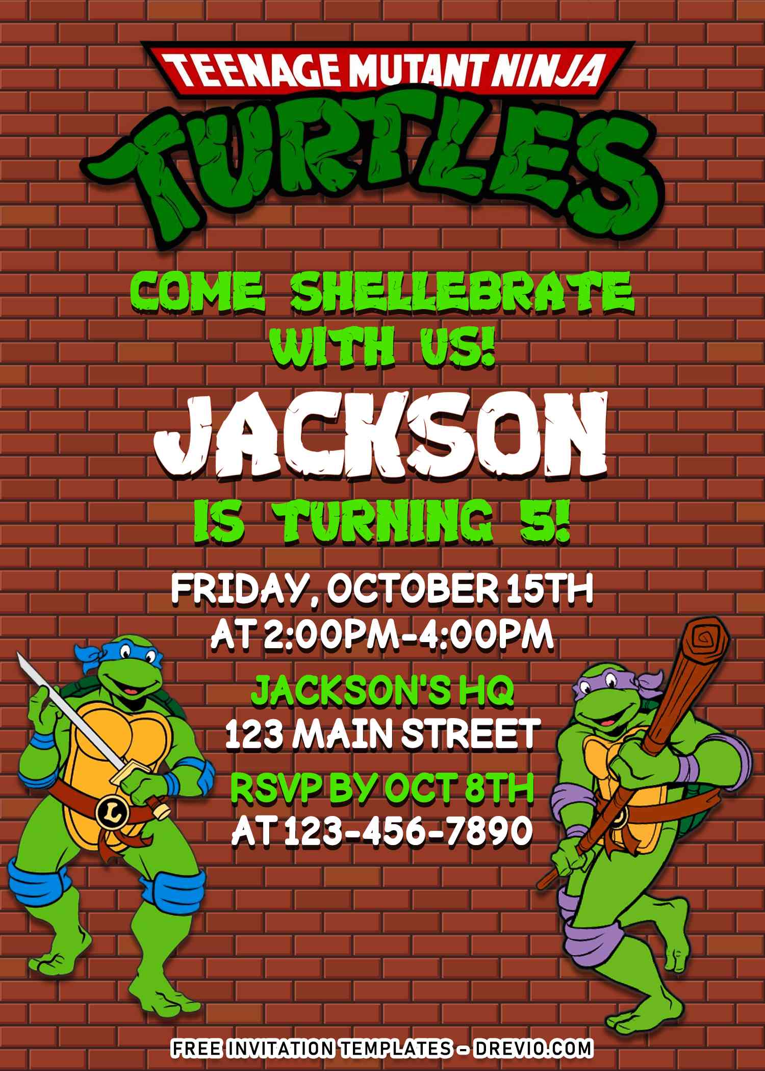 Free Ninja Turtle Printable Invitations Printable Form Templates And