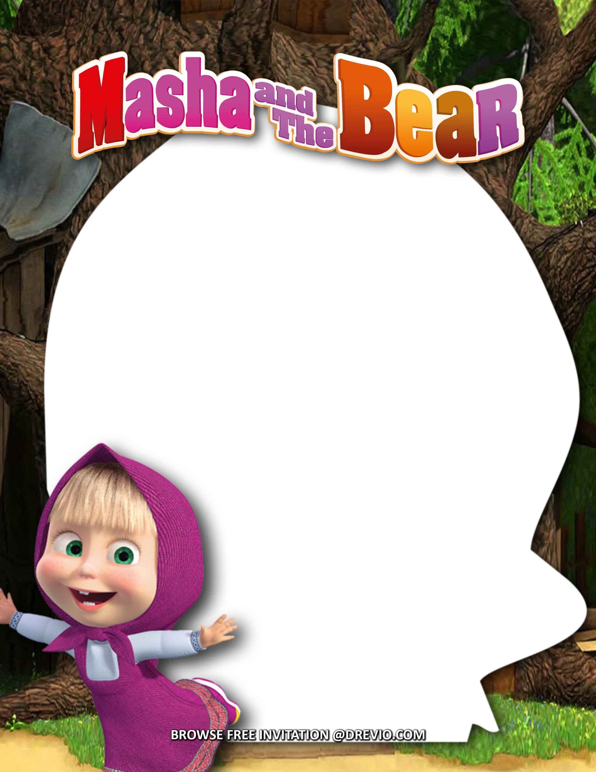 Masha And The Bear Birthday Invitation Lovely Invite Vlrengbr 