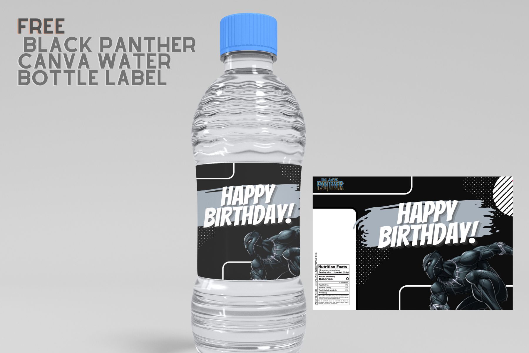 Black Panther Water Bottle Label Template DIY