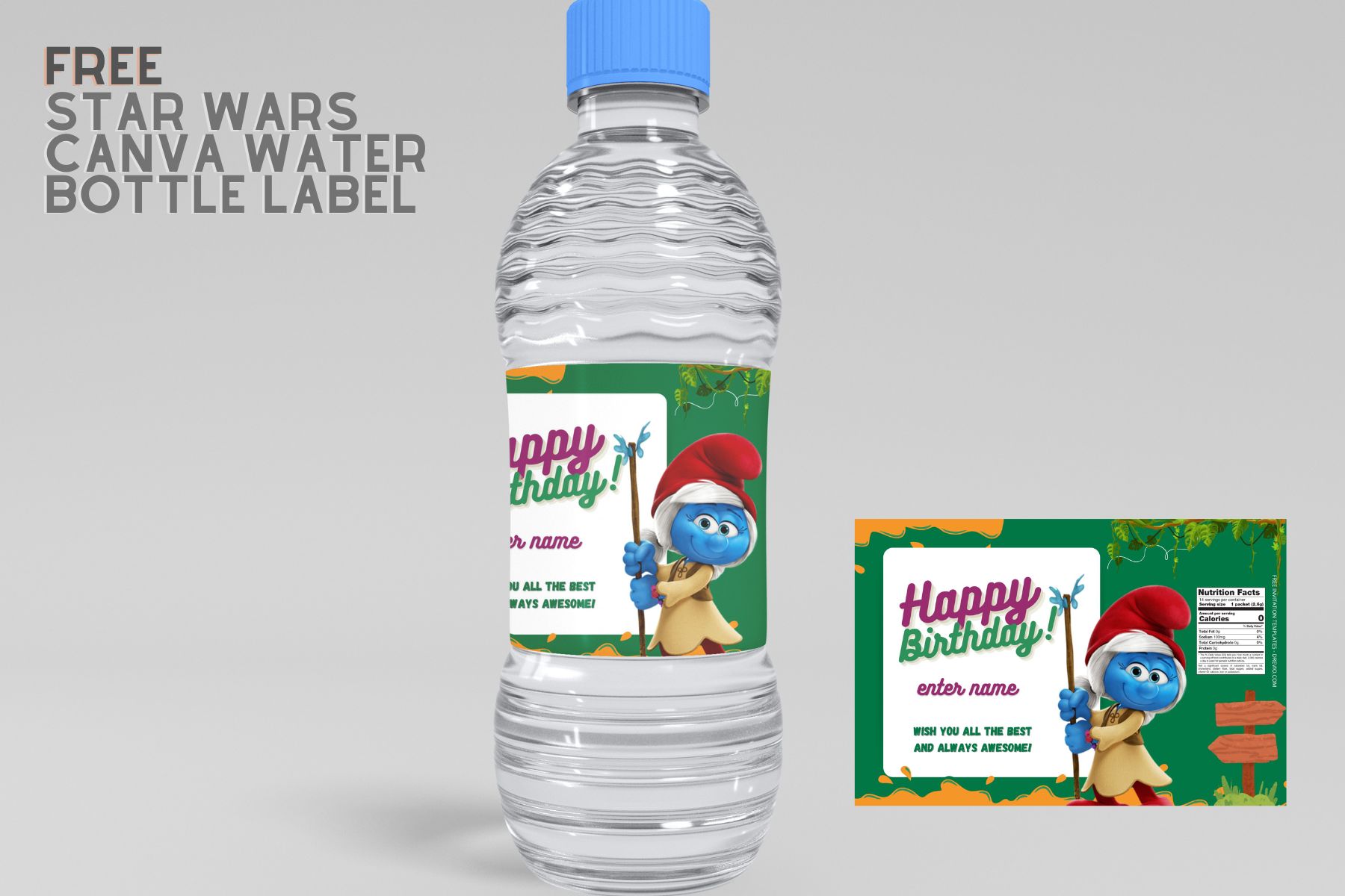 https://www.drevio.com/wp-content/uploads/2022/10/Free-The-Smurf-Canva-Birthday-Water-Bottle-Labels.jpg