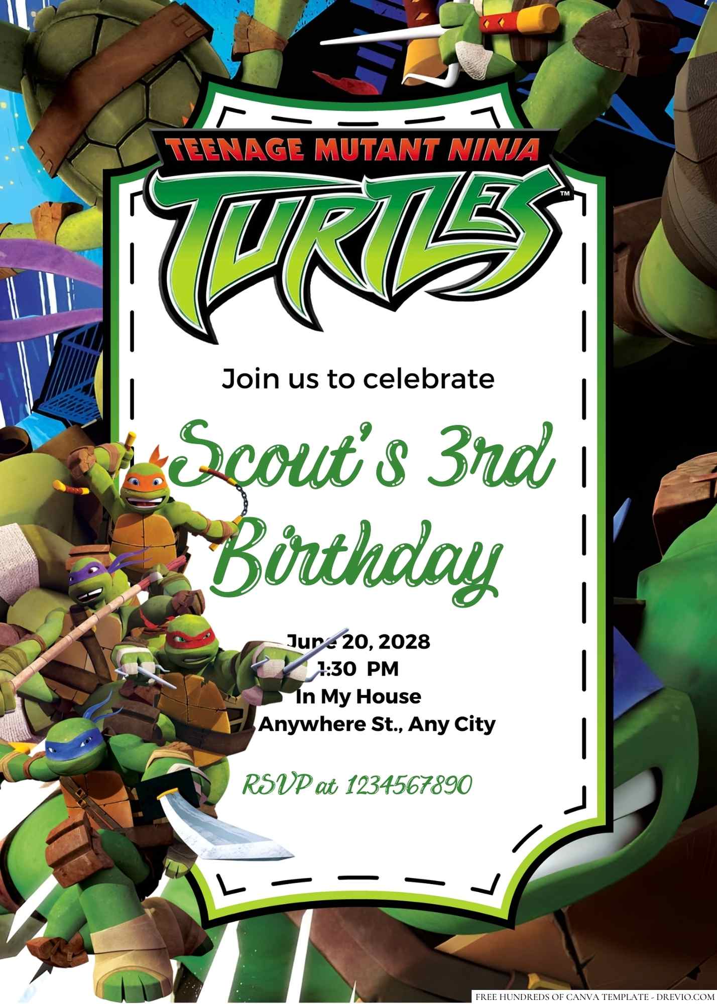 Michaelangelo Birthday Greeting Card - Ninja Turtles - TMNT  Tmnt birthday,  Ninja turtle birthday, Ninja turtle invitations