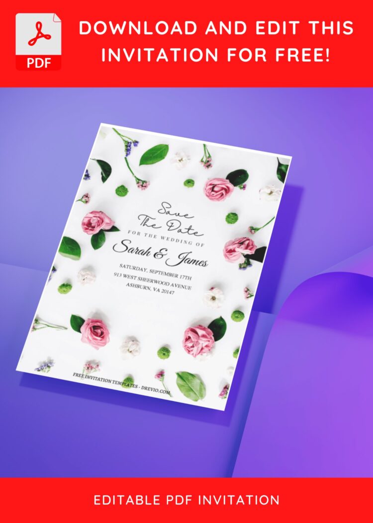 (Free Editable PDF) Romantic Garden Of Roses Wedding Invitation ...