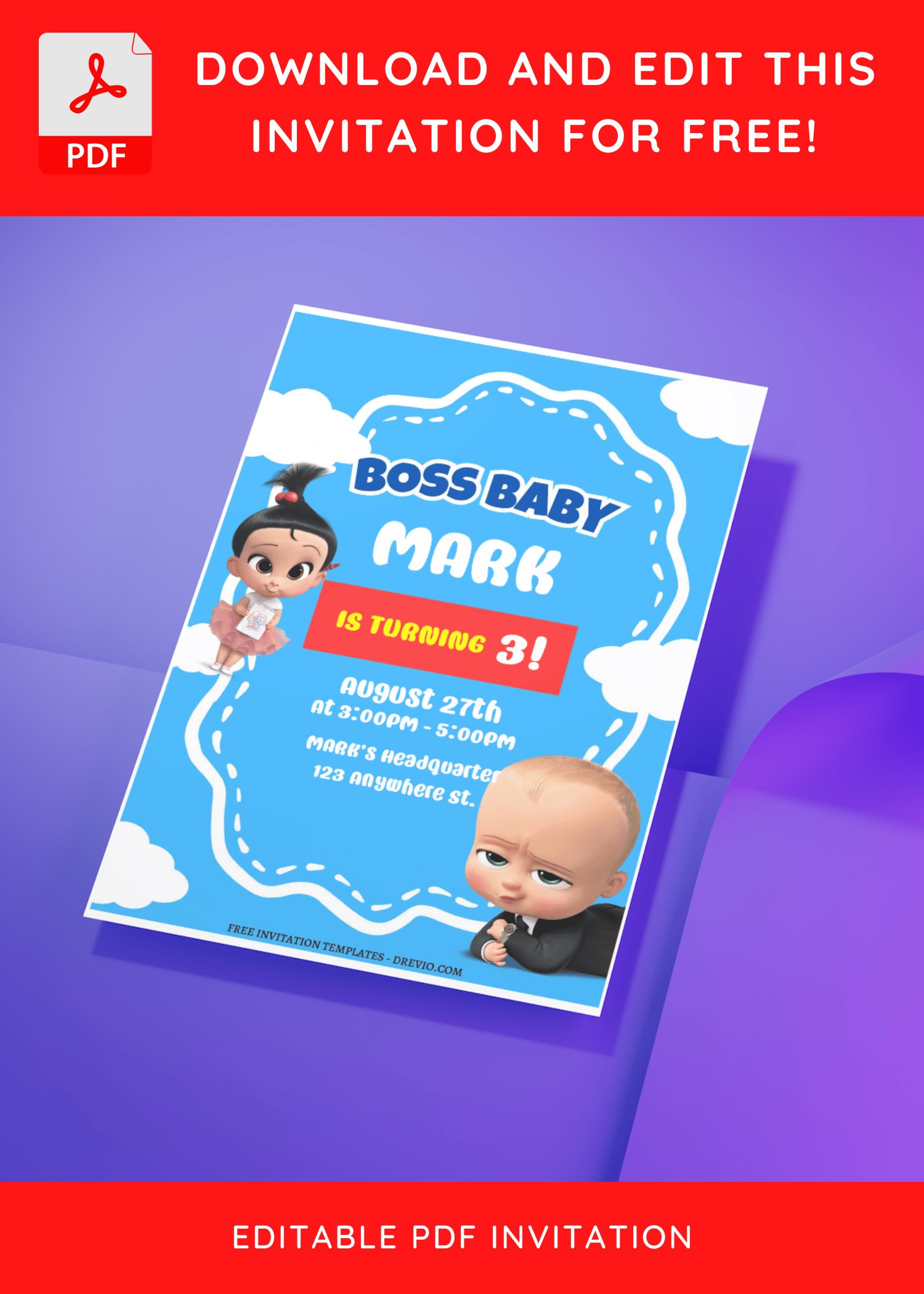 Gabby Dollhouse Party Birthday Invitation – COOL BOSS